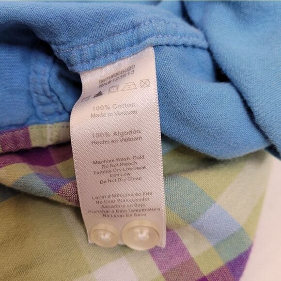 JACHS GF green plaid flannel split neck button up shirt XL - Picture 5 of 8